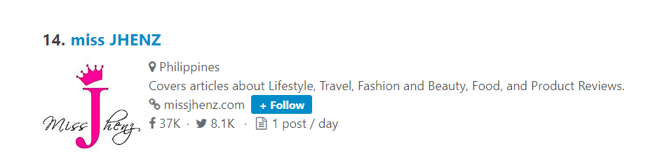 Miss JHENZ One Of The Top Philippines Lifestyle Blogs 2022