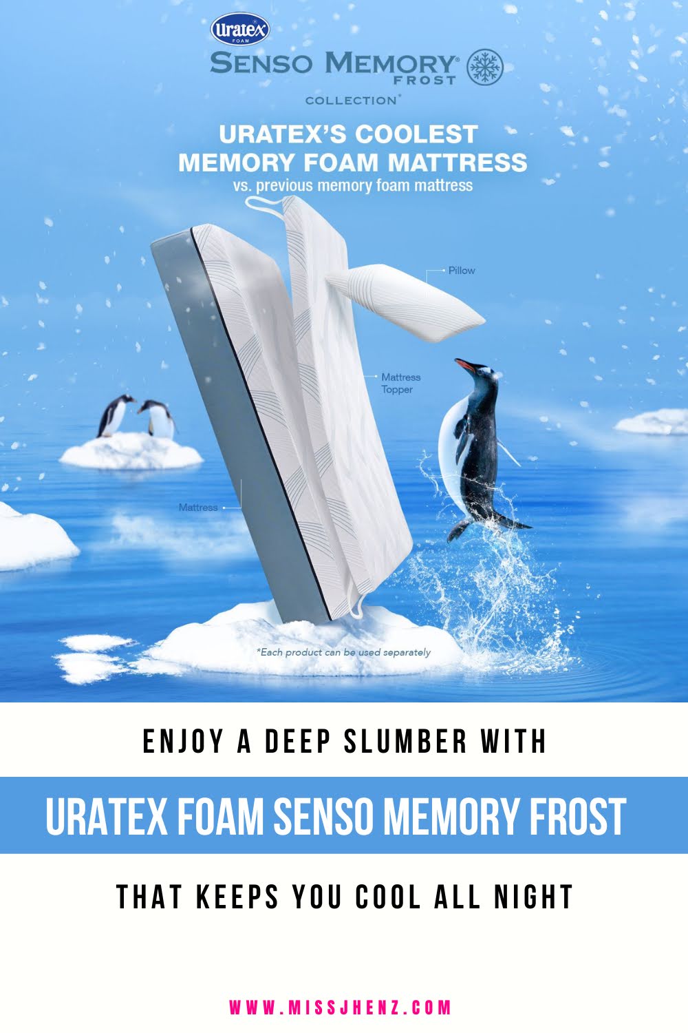 Enjoy a deep slumber with Uratex Foam Senso Memory Frost that keeps you cool all night